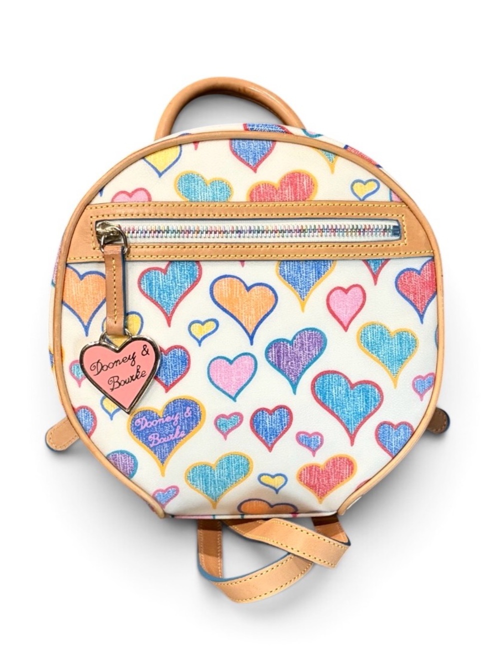 DOONEY & BOURKE VINTAGE Y2K MULTICOLOR SCRIBBLE HEARTS CIRCLE BACKPACK - Picture 2 of 9